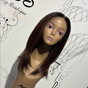 Elegant Brown Wig free part